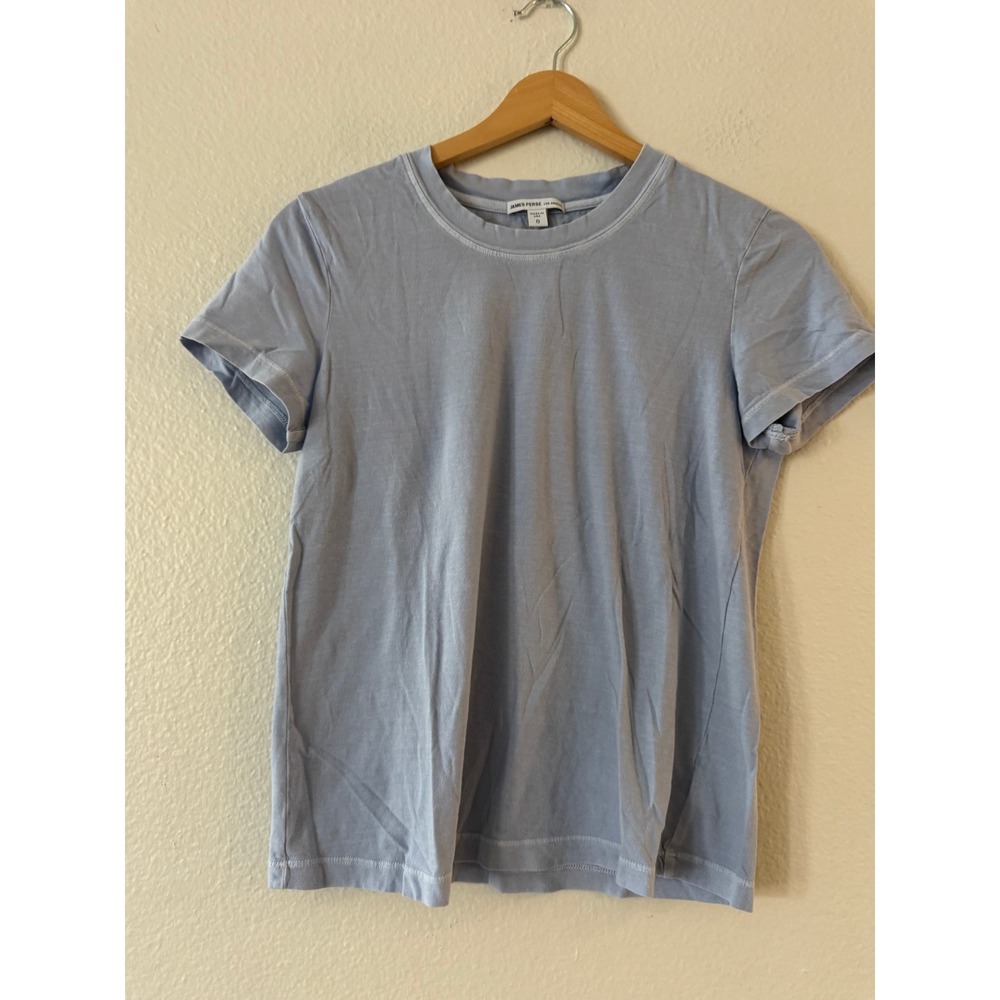 James Perse Short Sleeve Crew Neck Cotton Tee Size 0 Blue WLJ3114 Excellent